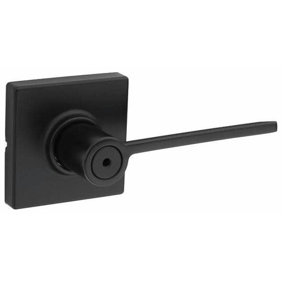 Kwikset Ladera Interior Privacy Door Handle with Lock, Door Lever For Bathroom and Bedroom, Matte Black Reversible Keyless Turn Lock