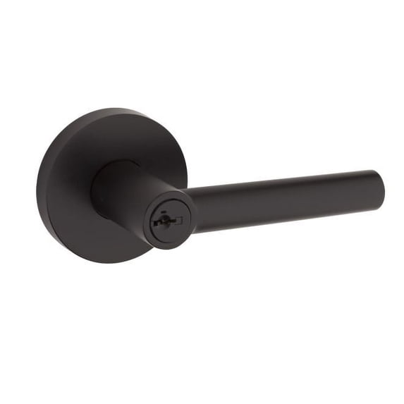Kwikset Milan Lever with Round Rose Entry in Iron Black