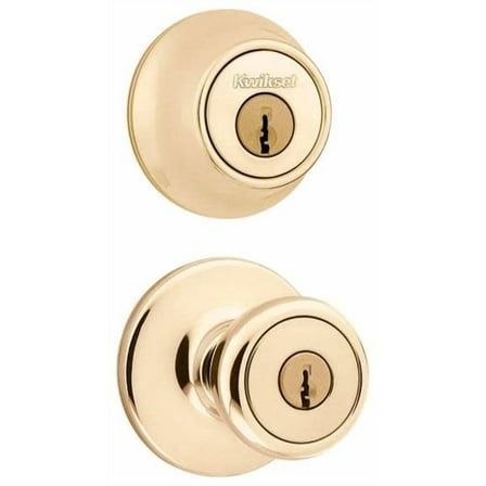 Kwikset 690T Tylo Keyed Single Cylinder Knobset and Deadbolt Combo Pack - Polished Brass