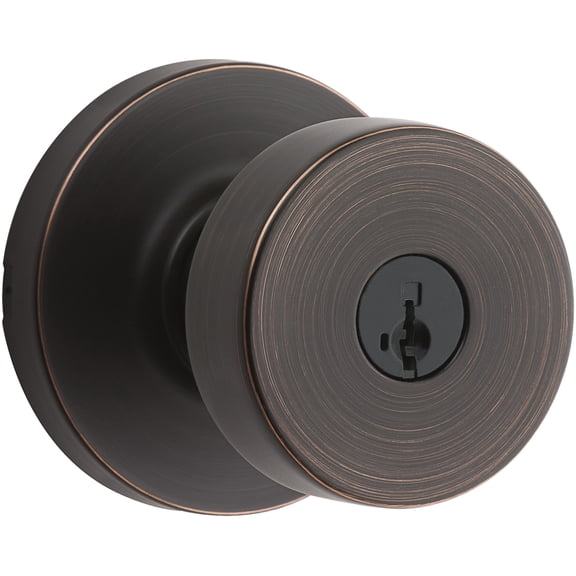 Kwikset Pismo Knob with Round Rose Entry in Venetian Bronze