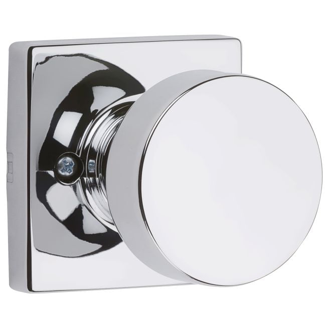 Kwikset Pismo Knob with Square Rose Half Dummy in Bright Chrome
