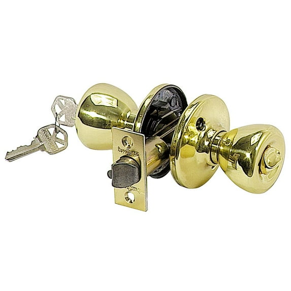 Kwikset 94002-848 Tylo Keyed Door Knob In Polished Brass