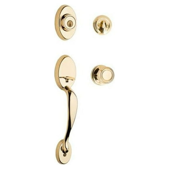 Kwikset Polished Brass Chelsea Handleset With Cameron Knob