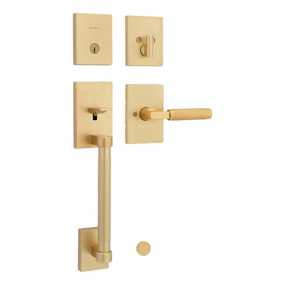 Kwikset Prava Front Door Handleset - SmartKey Rekey, Reversible Lever - Satin Brass