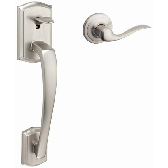 Kwikset Prescott Satin Nickel Entry Handleset 1-3/4 in.
