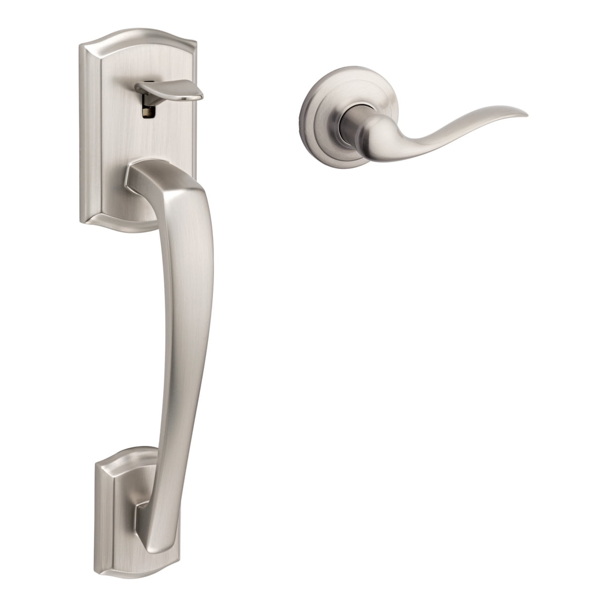 Satin Nickel Prescott Entry Handleset with Reversible Lever