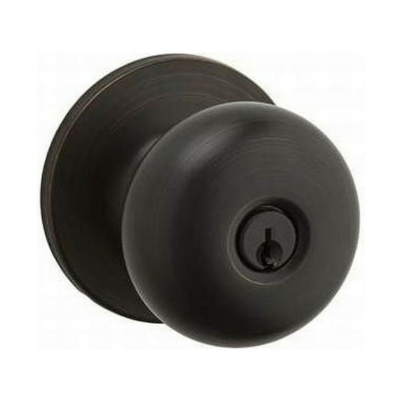 Kwikset SK5000AS-11P Safelock SK5000AS-11P Athens Knob Entry Lock with RCAL Latch and RCS Strike Venetian Bronze Finish