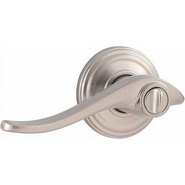 Kwikset Satin Nickel Avalon Bed and Bath Privacy Lever