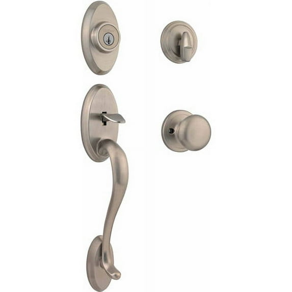 Kwikset Shelbourne Juno Entry Handleset - Satin Nickel, KW1 Lock, Grade 1, 1 Piece