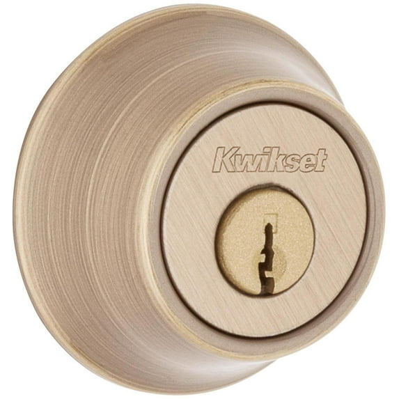 Kwikset Single Cylinder Deadbolt - Antique Brass