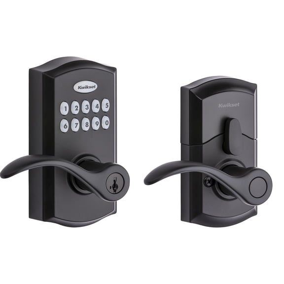 Kwikset SmartCode 955 Pembroke Light Commercial 10-Button Keypad Electronic Lever, Featuring Convenient Keyless Entry, 3-Year Battery Life and High Traffic Durability Matte Black