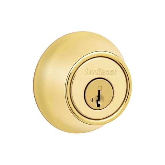 Kwikset SmartKey Security Polished Brass Metal Single Cylinder Deadbolt