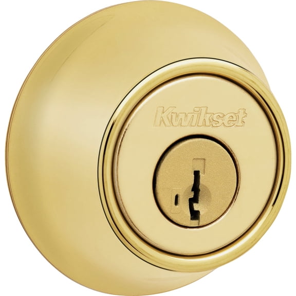 Kwikset SmartKey Security Polished Brass Metal Single Cylinder Deadbolt