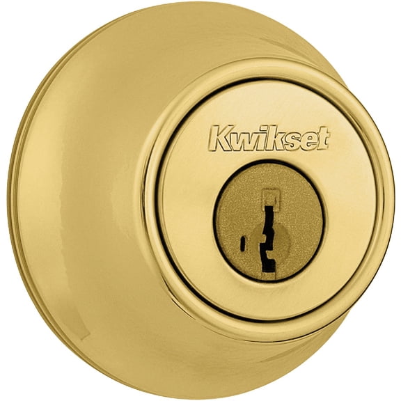 Kwikset SmartKey Security Polished Brass Metal Single Cylinder Deadbolt