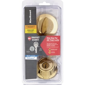1-pack Kwikset SmartKey Security Deadbolt Lock - Polished Brass Metal - 1 Pack — Construction & DIY Use, Standard Hardware Spec