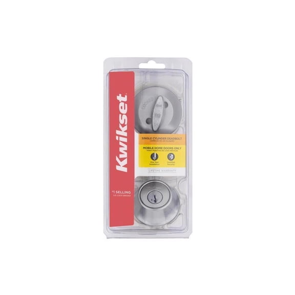 Kwikset SmartKey Security Satin Chrome Metal Single Cylinder Deadbolt