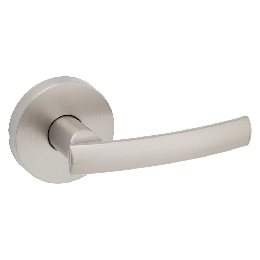 Kwikset Sydney Passage Lever Door Handle Set with Round Rose in Satin