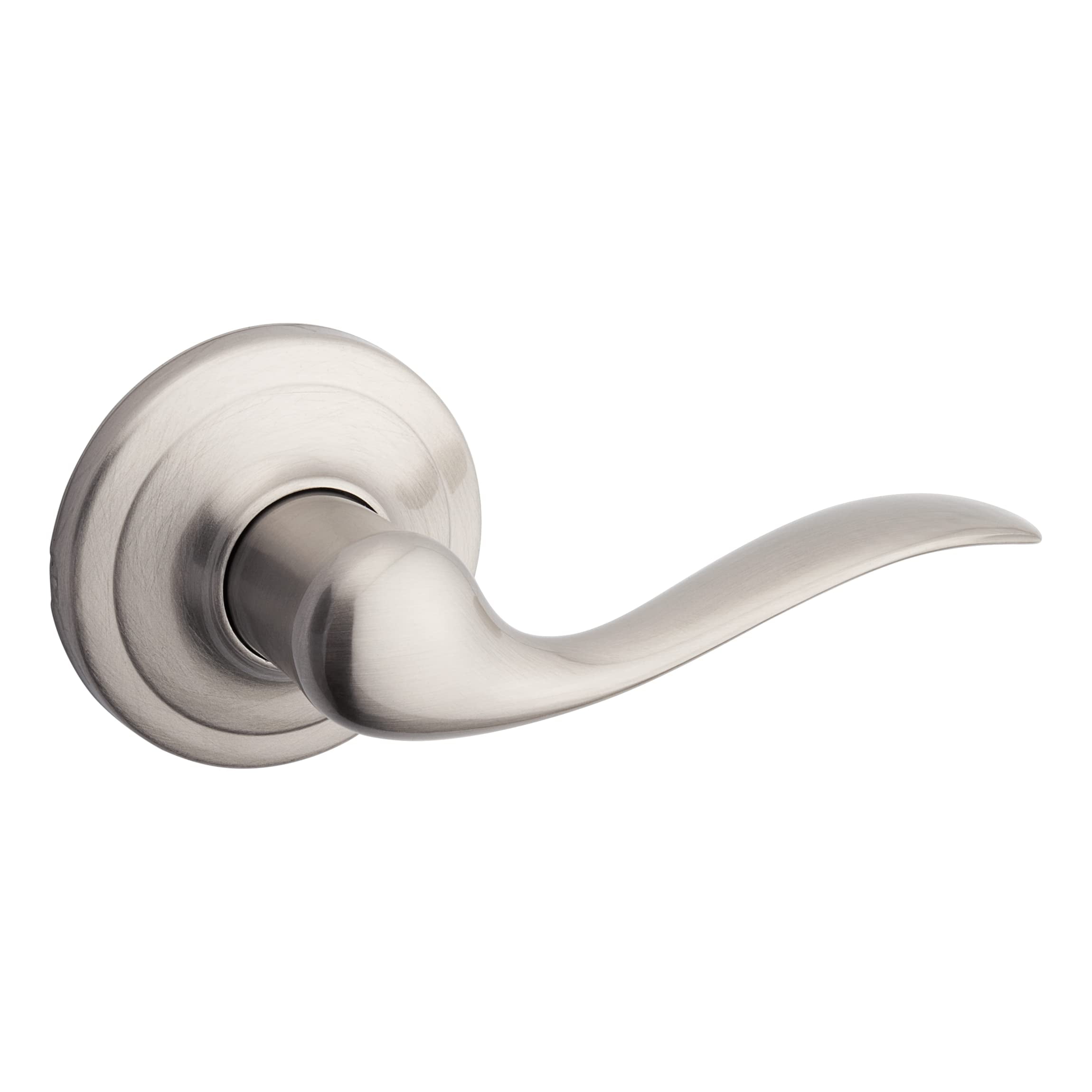 Kwikset Tustin Dummy Door Handle, Single Sided Lever for Closets, French Double Doors, and Pantry, Satin Nickel Non-Turning Right Handed Interior Push/Pull Lever, with Microban Protection