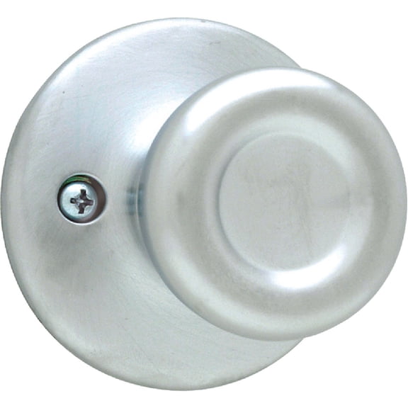 Kwikset Tylo Dummy Door Knob, Single Sided Handle for Closets, French Double Doors, and Pantry, Satin Chrome Non-Turning Interior Push/Pull Door Knob