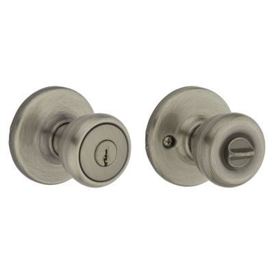 Kwikset Tylo Keyed Entry Door Knob in AB