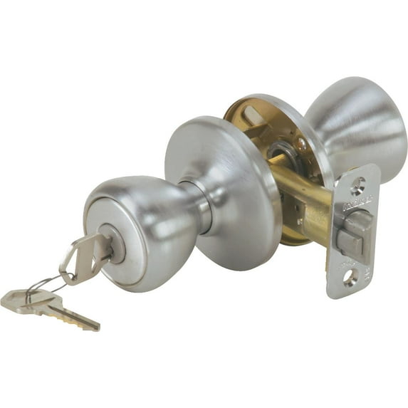 Kwikset Tylo Keyed Entry Door Knob Classic Style - Adjustable Lock - Chrome Finish