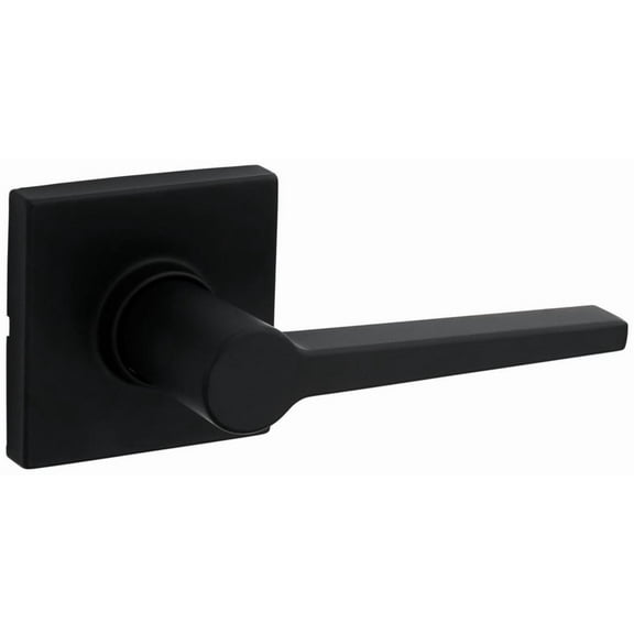 Kwikset UL Rated Daylon Lever with Square Rose Passage Lock with RCAL Latch and RCS Strike Iron Black Finish