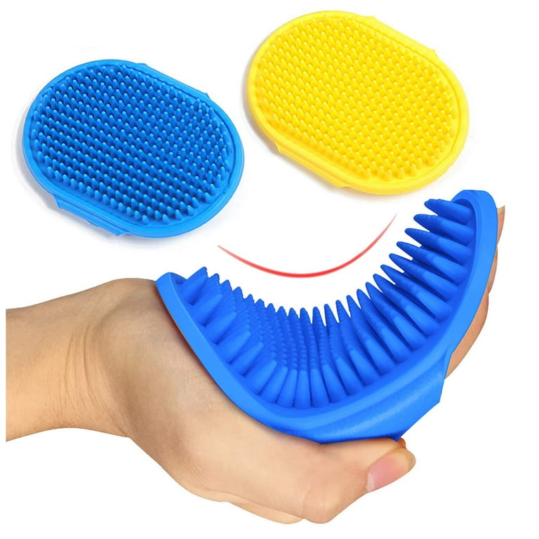 Dog Bath Brush Dog Grooming Brush,Pet Shampoo Soothing Massage Rubber Comb  with Adjustable Ring Handle