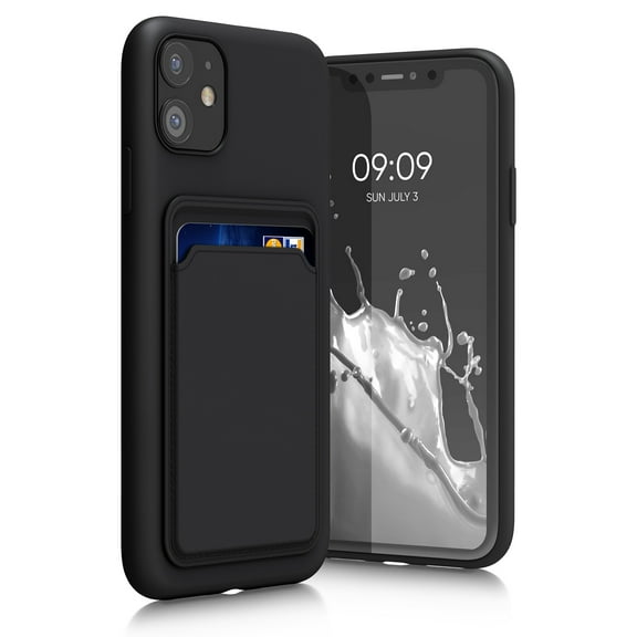 Kwmobile Case Compatible with Apple iPhone 11 Case - TPU Phone Cover with Credit Card Holder - Black