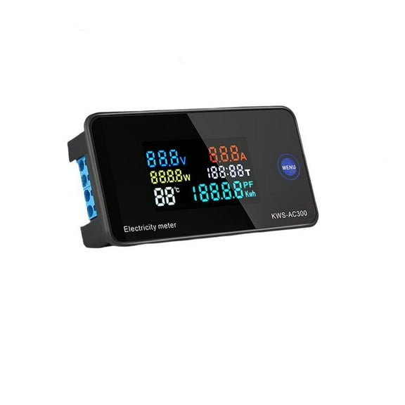 Kws-Ac300 6In1 100A Digital Wattmeter Ac Ammeter Voltage Current Power Electric Energy Monitor Voltmeter Lcd Screen