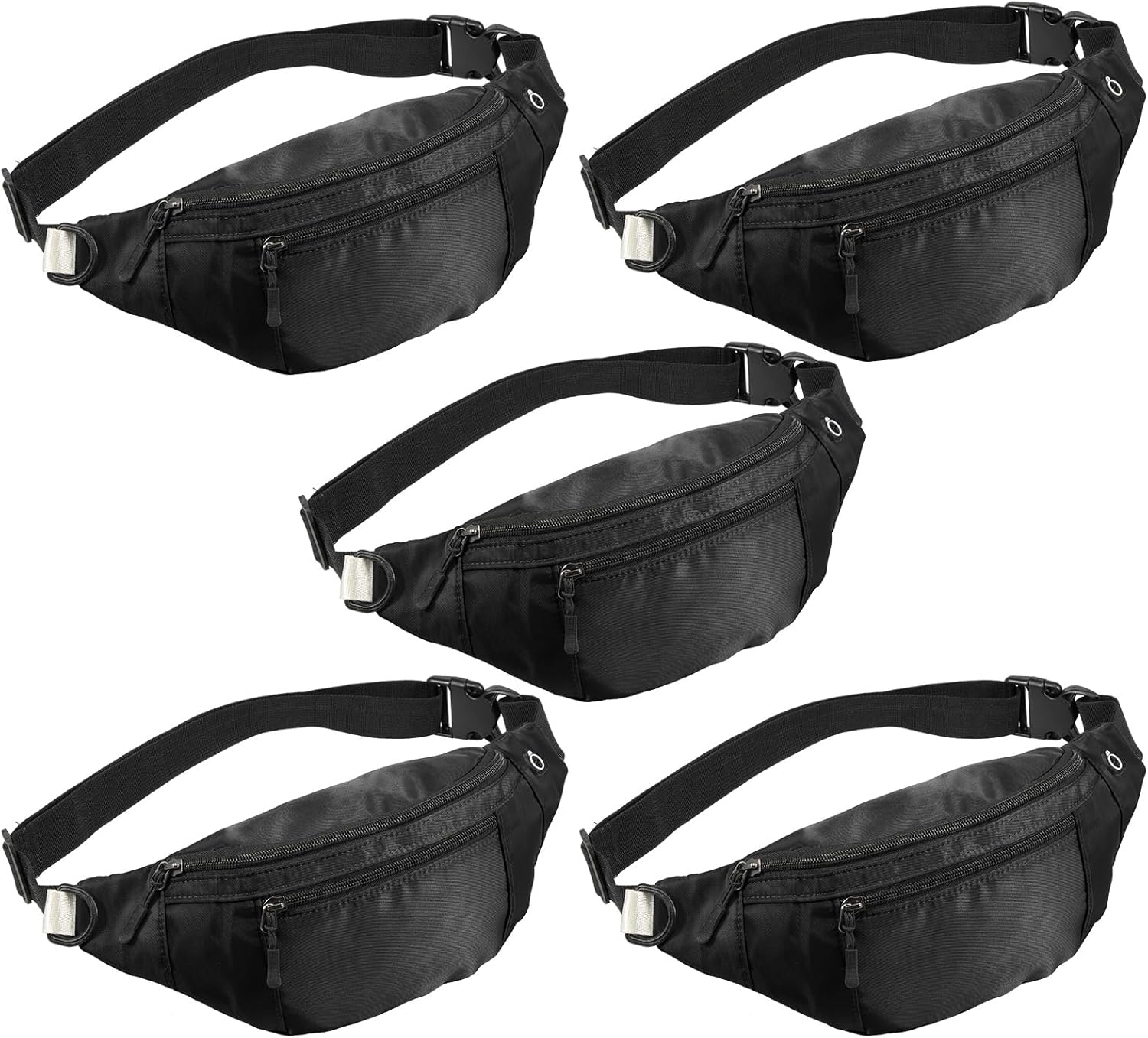 Kwuty 10PCS Crossbody Fanny Pack Large Capacity Waist Bag with Hidden Zipper Pockets Adjustable Strap Fanny Packs Waterproof Oxford Cloth Travel Belt Bag for Outdoor Shopping Travel Men Women,Black
