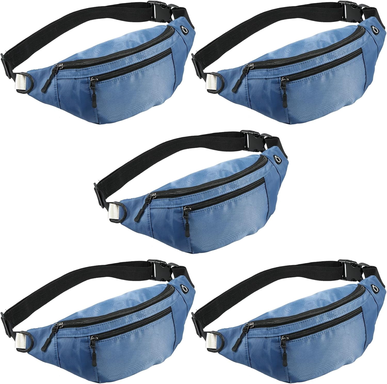 Kwuty 10PCS Crossbody Fanny Pack Large Capacity Waist Bag with Hidden Zipper Pockets Adjustable Strap Fanny Packs Waterproof Oxford Cloth Travel Belt Bag for Outdoor Shopping Travel Men Women,Black