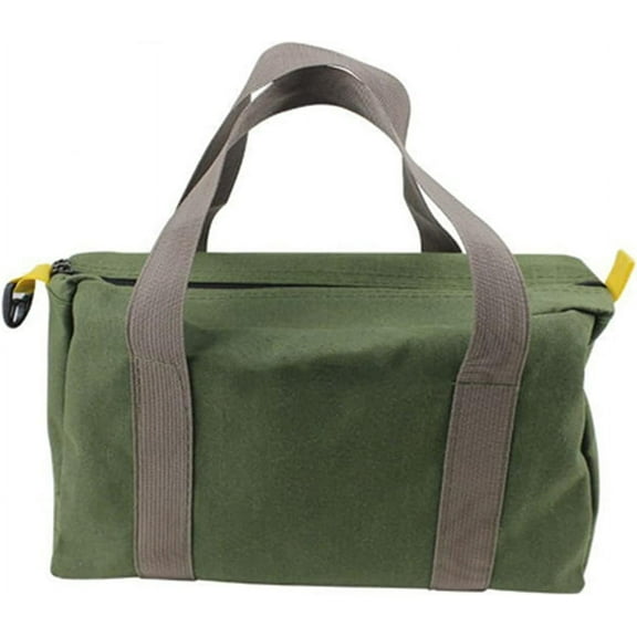 Kwuty 14 Inch Wide Mouth Tool Bag, Heavy Duty Canvas Tool Storage Bag for Men, Large Capacity Tool Tote Bag for Electricians, Power Tool Organizer Pouch