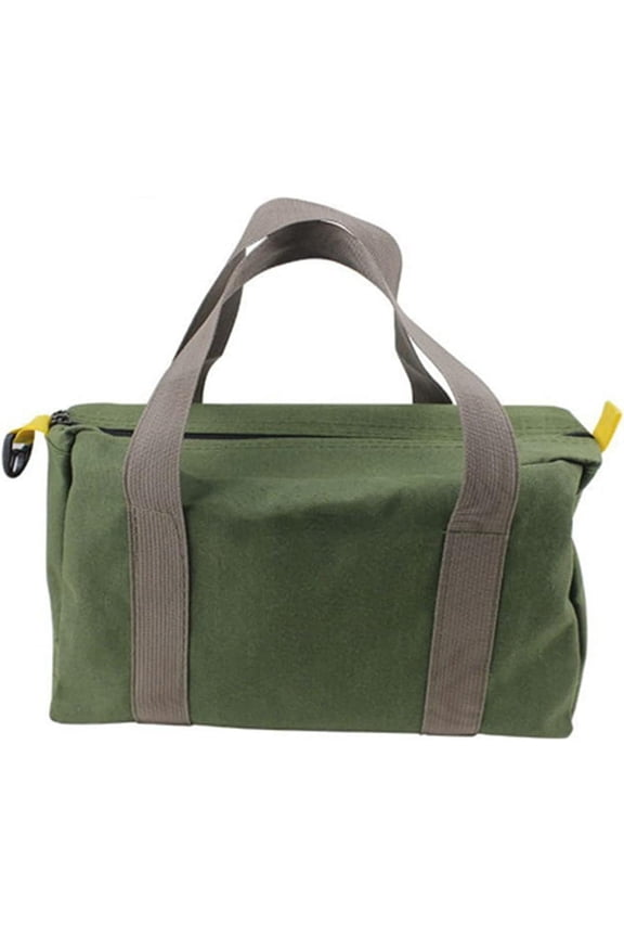 14 Inch Wide Mouth Tool Bag, Heavy Duty Canvas Tool Storage Bag for Men, Large Capacity Tool Tote Bag for Electricians, Power Tool Organizer Pouch