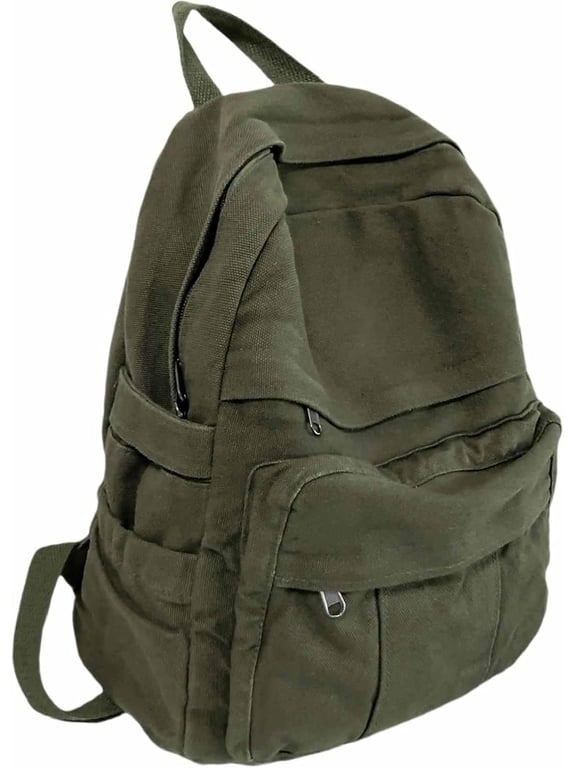 Brown Canvas Backpack for Women & Men Retro Aesthetic Rucksack Basic Backpack for High School/College Students Travel Laptop Bag