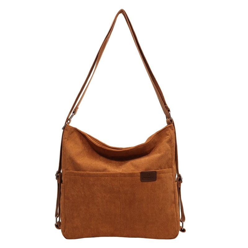 Kwuty Corduroy Tote Bag for Women Convertible Backpack Purse Crossbody Hobo Shoulder Bag with Multi Pockets Compartments