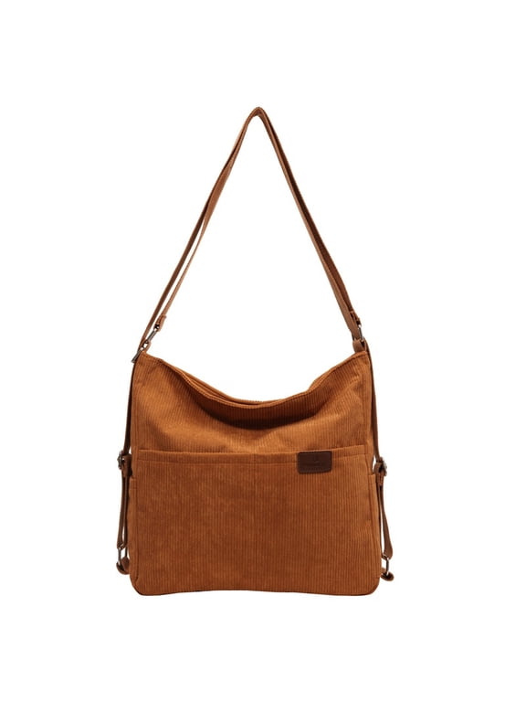 Corduroy Tote Bag for Women Convertible Backpack Purse Crossbody Hobo Shoulder Bag with Multi Pockets Compartments