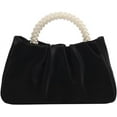 thumbnail image 1 of Kwuty Evening Purse Women Small Pearl Handbags Soft Leather Ruched Bag Wedding Bridal Clutch Party Prom Crossbody Purses, 1 of 6