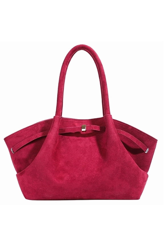 Faux Suede Tote Bag for Women, Hobo Handbag Women Vintage Shoulder Bag Purse for Work Office Travel(Red)