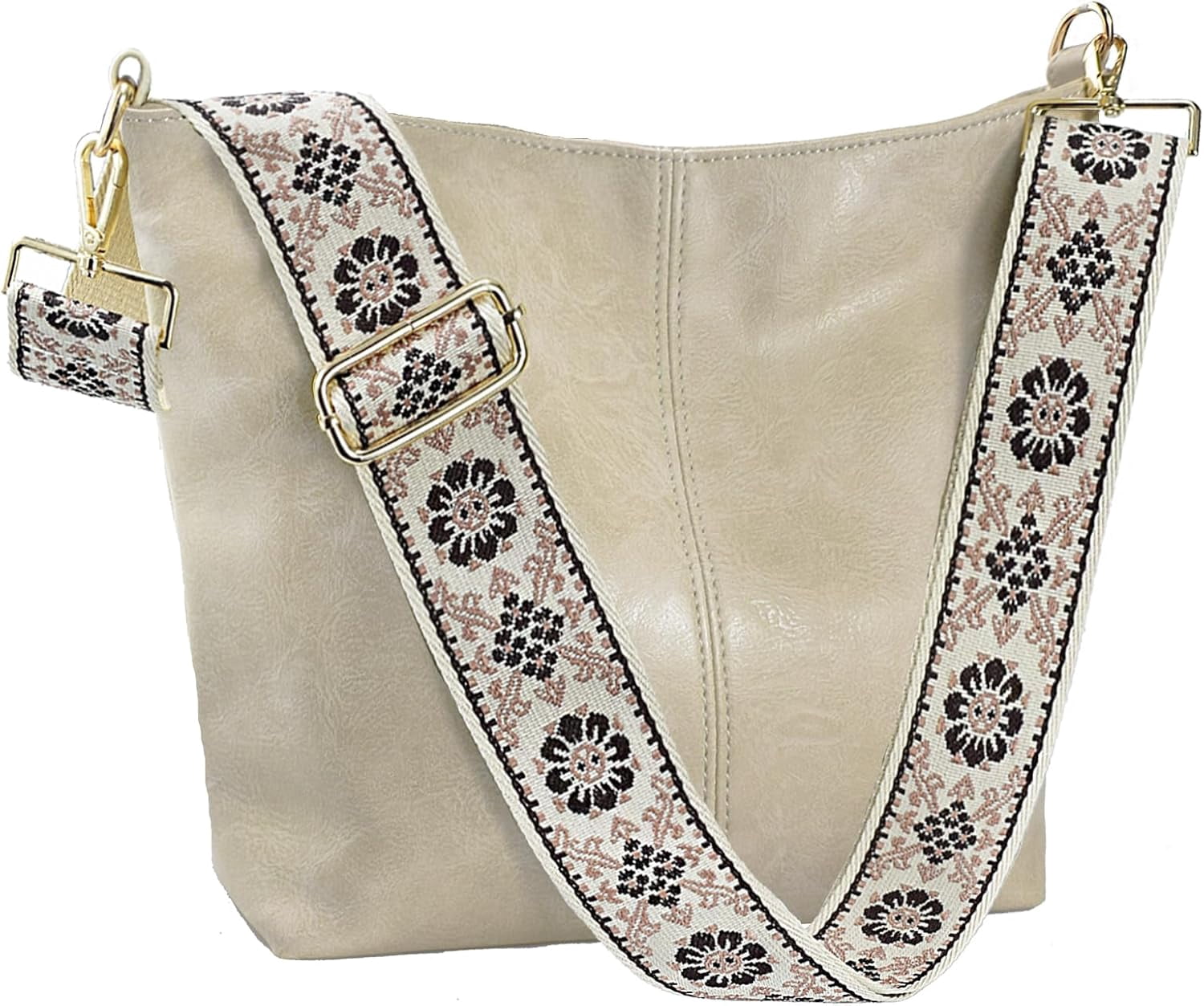 Kwuty Hobo Bags Vegan Leather Crossbody Bag Guitar Strap Shoulder Purses with Zipper Handbags for Women
