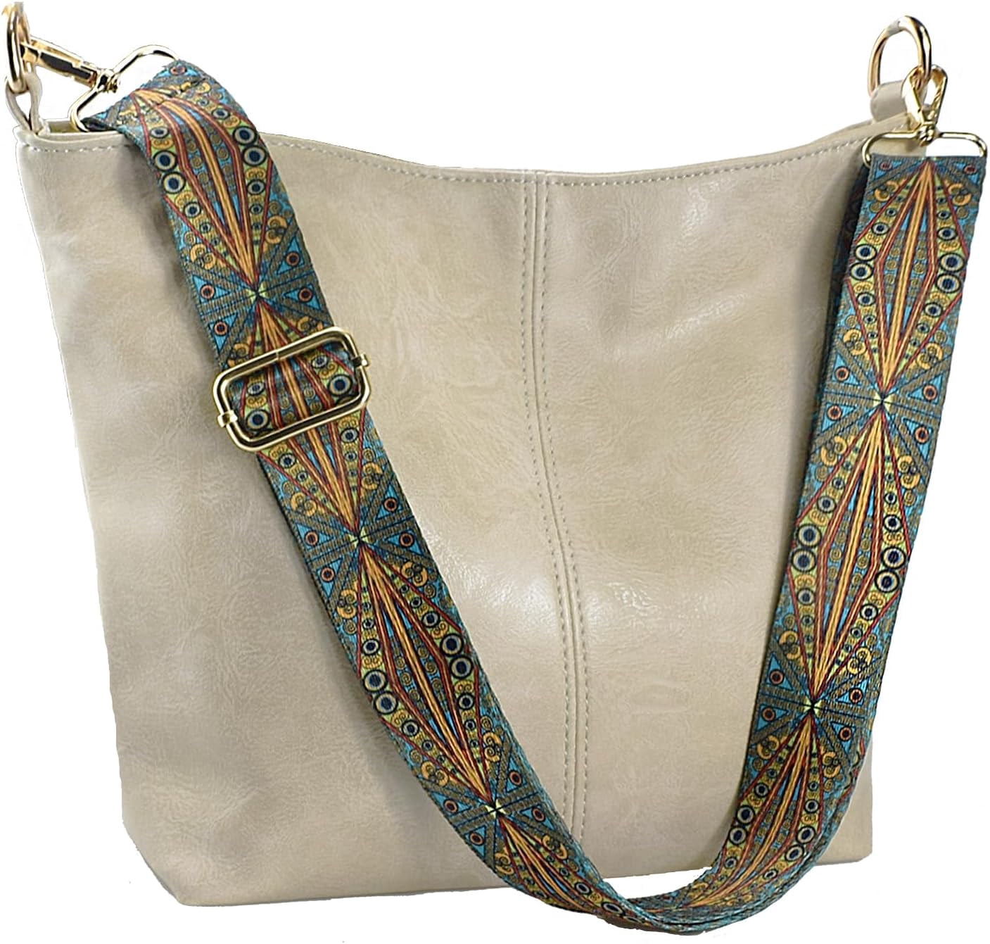 Kwuty Hobo Bags Vegan Leather Crossbody Bag Guitar Strap Shoulder Purses with Zipper Handbags for Women