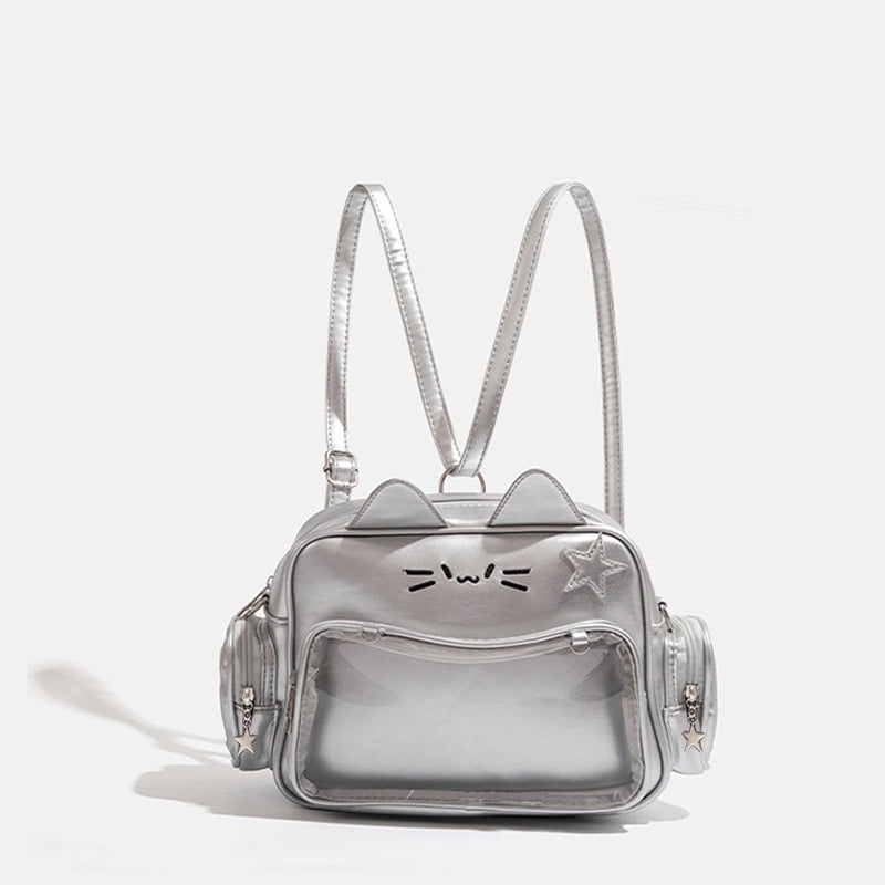 Kwuty Kawaii Ita Bag Backpack Crossbody Bag Cat Shoulder Bags Multi-Purpose Pin Display with Insert