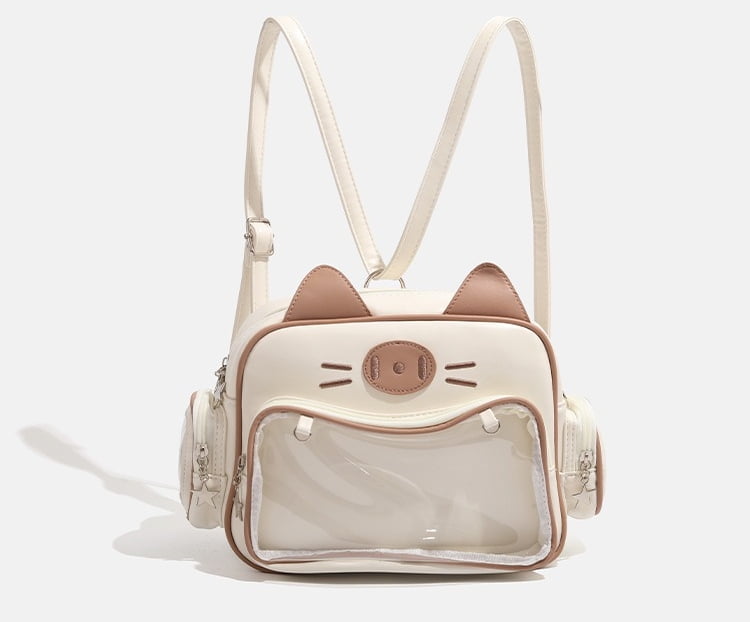 Kwuty Kawaii Ita Bag Backpack Crossbody Bag Cat Shoulder Bags Multi-Purpose Pin Display with Insert