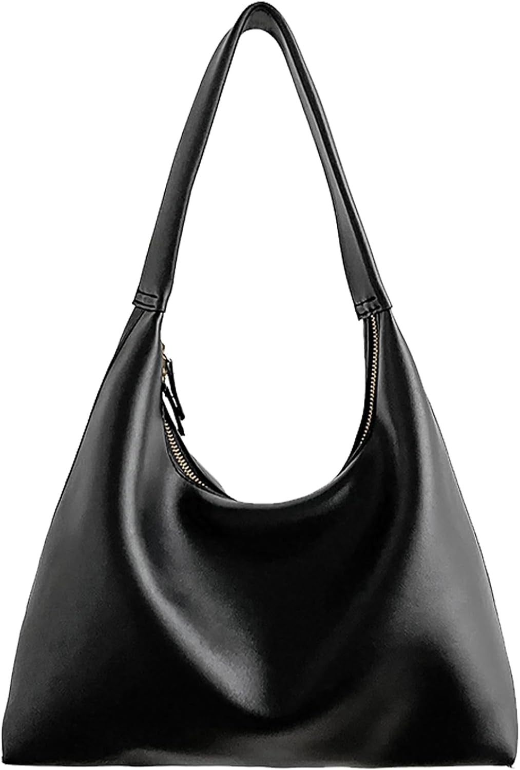 Kwuty Leather Hobo Bag Small Shoulder Purses for Women Slouchy Tote Handbag Vegan Leather Crescent Bag