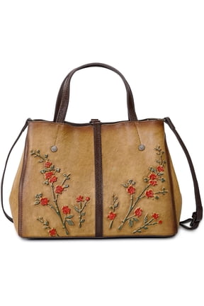Leather Satchel for Women Top Handle Bags Handmade Purse Vintage Embossed Leather Crossbody Handbags Hobo Bag