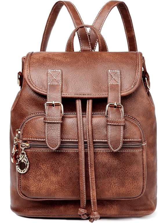 Mini Backpack Purse for Women Leather Fashion Cute Small Backpacks Lightweight Travel Ladies Shoulder Bags(Brown)