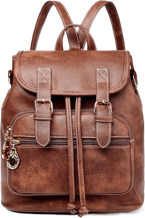 Mini Backpack Purse for Women Leather Fashion Cute Small Backpacks Lightweight Travel Ladies Shoulder Bags(Brown)