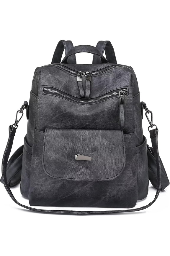 PU Leather Backpack Purse for Women Fashion Multipurpose Design Handbag Ladies Shoulder Bags Travel Backpack Black