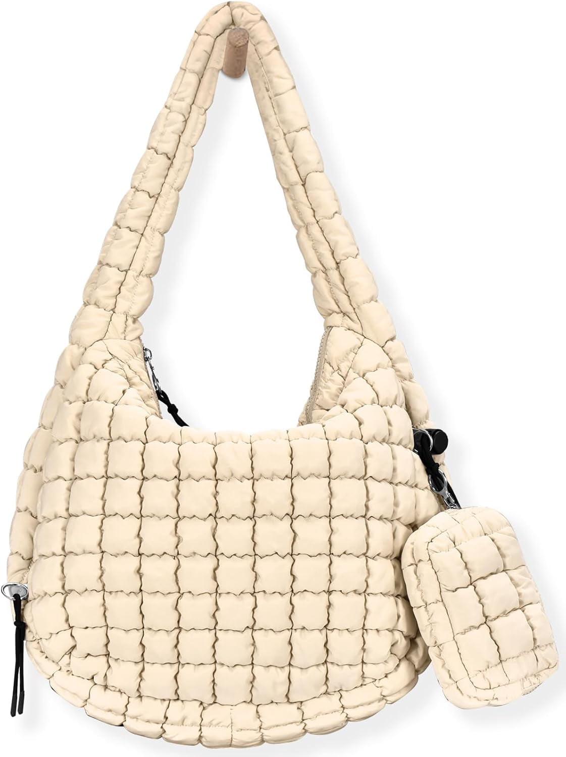Kwuty Puffer Tote Bag for Women Large Quilted Puffy Lightweight Carryall Crossbody Tote Bag for Women