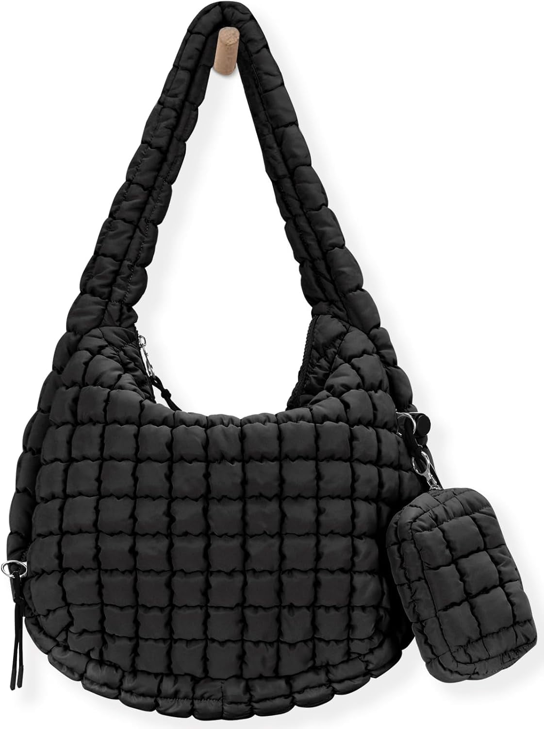 Kwuty Puffer Tote Bag for Women Large Quilted Puffy Lightweight Carryall Crossbody Tote Bag for Women