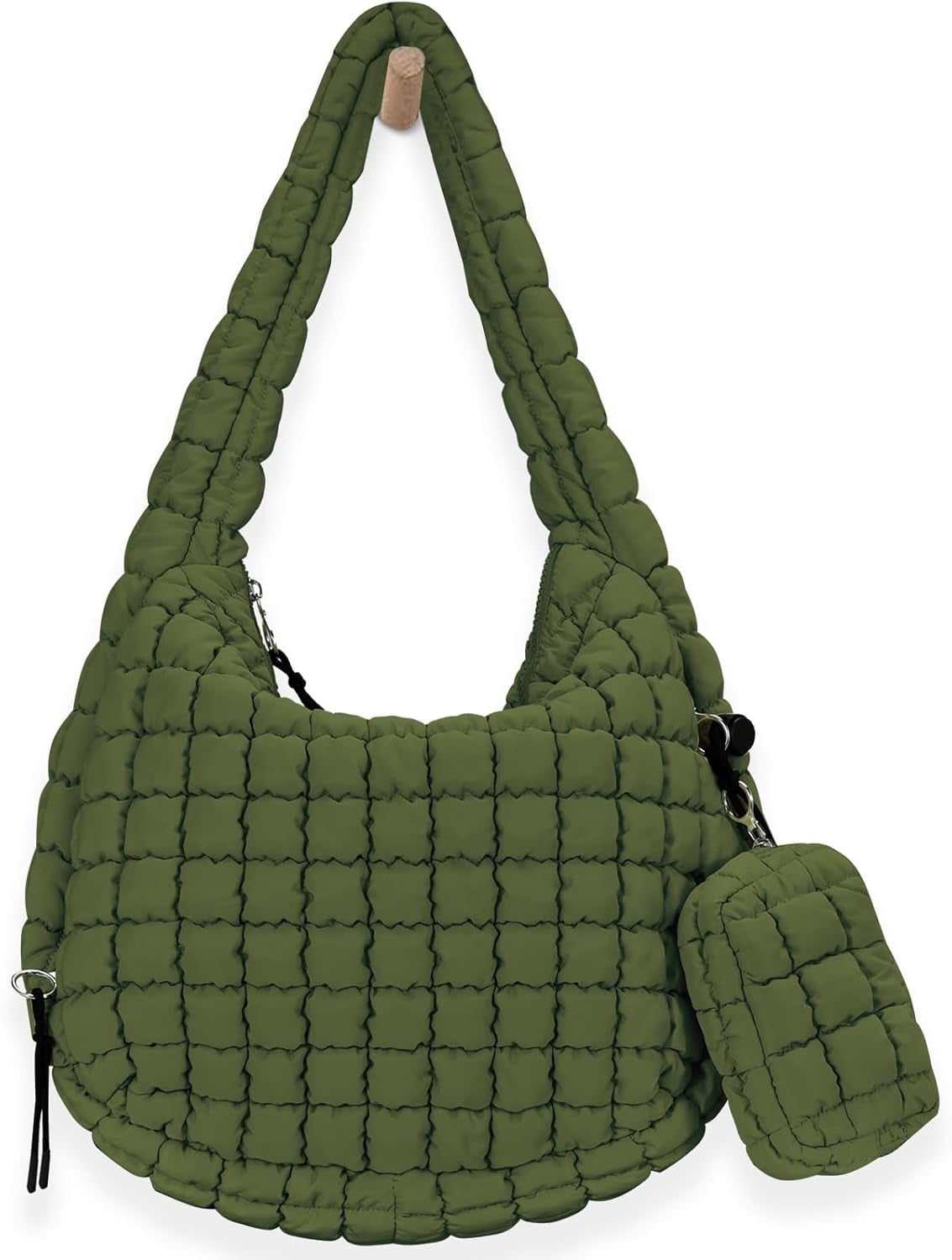 Kwuty Puffer Tote Bag for Women Large Quilted Puffy Lightweight Carryall Crossbody Tote Bag for Women